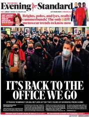 London Evening Standard (UK) Newspaper Front Page for 25 January 2022
