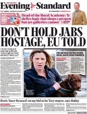 London Evening Standard (UK) Newspaper Front Page for 25 March 2021