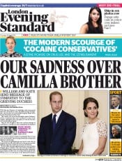 London Evening Standard (UK) Newspaper Front Page for 25 April 2014