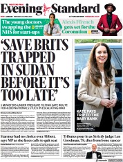 London Evening Standard (UK) Newspaper Front Page for 25 April 2023