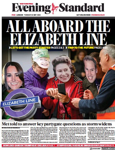 London Evening Standard Newspaper Front Page (UK) for 25 May 2022