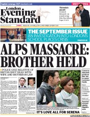 London Evening Standard (UK) Newspaper Front Page for 25 June 2013