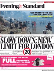 London Evening Standard (UK) Newspaper Front Page for 25 July 2018