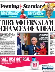 London Evening Standard (UK) Newspaper Front Page for 25 August 2018