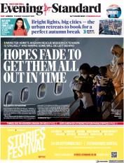 London Evening Standard (UK) Newspaper Front Page for 25 August 2021