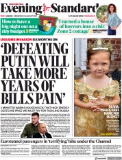 London Evening Standard (UK) Newspaper Front Page for 25 August 2022