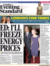 London Evening Standard (UK) Newspaper Front Page for 25 September 2013