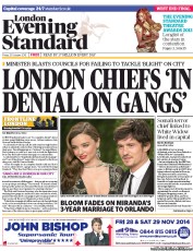 London Evening Standard (UK) Newspaper Front Page for 26 October 2013