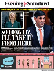 London Evening Standard (UK) Newspaper Front Page for 26 October 2022