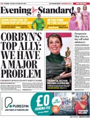 London Evening Standard (UK) Newspaper Front Page for 26 February 2019