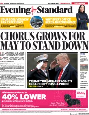 London Evening Standard (UK) Newspaper Front Page for 26 March 2019