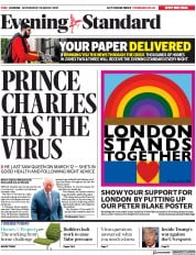 London Evening Standard (UK) Newspaper Front Page for 26 March 2020