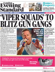 London Evening Standard (UK) Newspaper Front Page for 26 May 2016