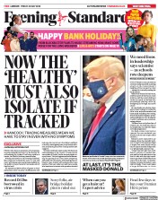 London Evening Standard (UK) Newspaper Front Page for 26 May 2020