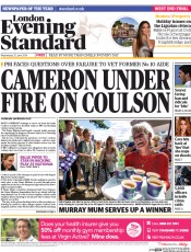 London Evening Standard (UK) Newspaper Front Page for 26 June 2014