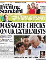 London Evening Standard Newspaper Front Page (UK) for 26 July 2011