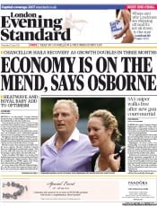 London Evening Standard Newspaper Front Page (UK) for 26 July 2013