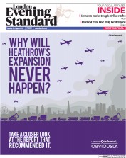 London Evening Standard Newspaper Front Page (UK) for 26 August 2015