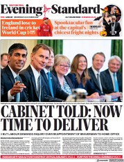 London Evening Standard (UK) Newspaper Front Page for 27 October 2022