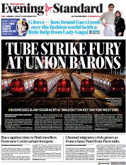 London Evening Standard (UK) Newspaper Front Page for 27 November 2021