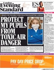 London Evening Standard (UK) Newspaper Front Page for 27 January 2017