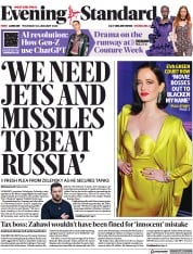 London Evening Standard front page for 27 January 2023