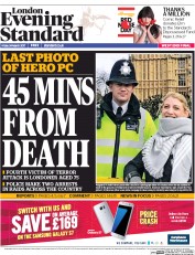 London Evening Standard (UK) Newspaper Front Page for 27 March 2017