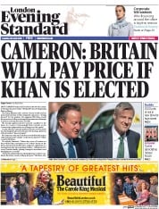 London Evening Standard (UK) Newspaper Front Page for 27 April 2016