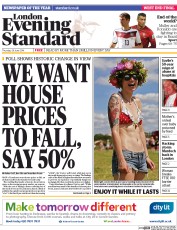London Evening Standard (UK) Newspaper Front Page for 27 June 2014