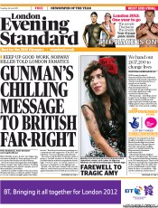 London Evening Standard Newspaper Front Page (UK) for 27 July 2011