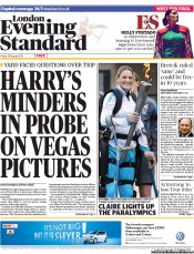 London Evening Standard (UK) Newspaper Front Page for 27 August 2012