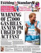 London Evening Standard (UK) Newspaper Front Page for 27 August 2022