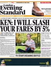 London Evening Standard Newspaper Front Page (UK) for 27 September 2011