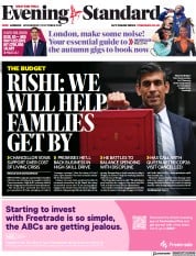 London Evening Standard (UK) Newspaper Front Page for 28 October 2021