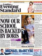 London Evening Standard Newspaper Front Page (UK) for 28 November 2011