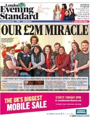 London Evening Standard (UK) Newspaper Front Page for 28 December 2016