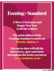 London Evening Standard (UK) Newspaper Front Page for 28 December 2021