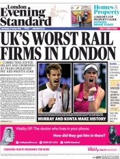 London Evening Standard (UK) Newspaper Front Page for 28 January 2016