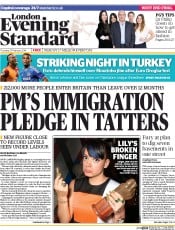 London Evening Standard Newspaper Front Page (UK) for 28 February 2014