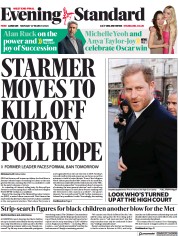 London Evening Standard (UK) Newspaper Front Page for 28 March 2023
