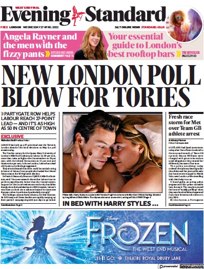 London Evening Standard Newspaper Front Page (UK) for 28 April 2022