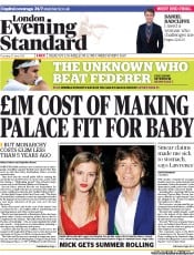 London Evening Standard (UK) Newspaper Front Page for 28 June 2013