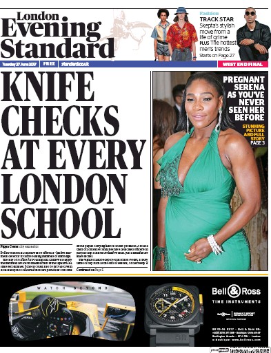 London Evening Standard Newspaper Front Page (UK) for 28 June 2017