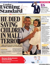 London Evening Standard Newspaper Front Page (UK) for 28 September 2013