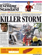 London Evening Standard Newspaper Front Page (UK) for 29 October 2013