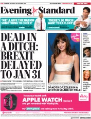 London Evening Standard (UK) Newspaper Front Page for 29 October 2019