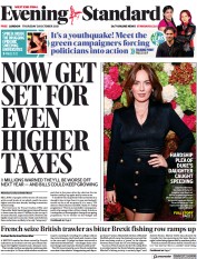 London Evening Standard (UK) Newspaper Front Page for 29 October 2021