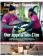 London Evening Standard front page for 29 November 2023