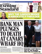 London Evening Standard Newspaper Front Page (UK) for 29 January 2014