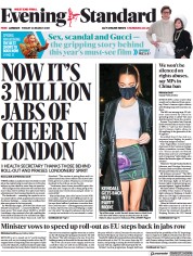 London Evening Standard (UK) Newspaper Front Page for 29 March 2021